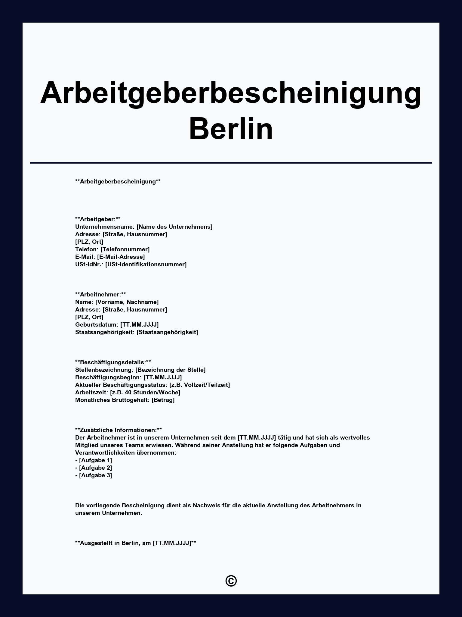 Arbeitgeberbescheinigung Berlin
