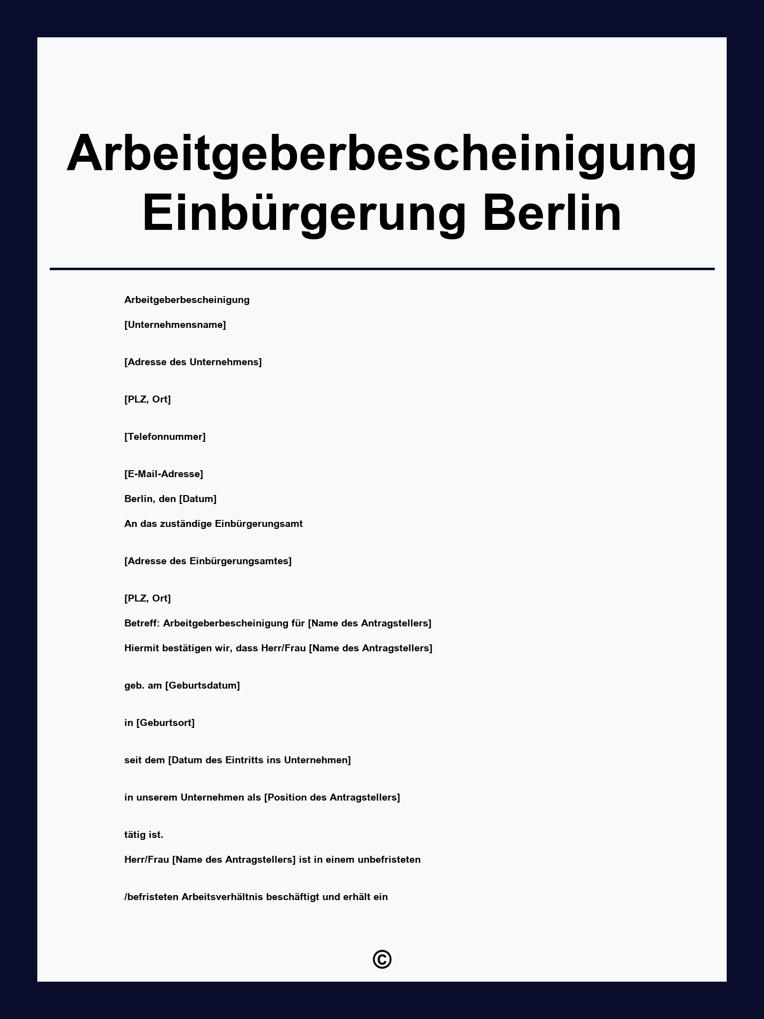Arbeitgeberbescheinigung Einbürgerung Berlin