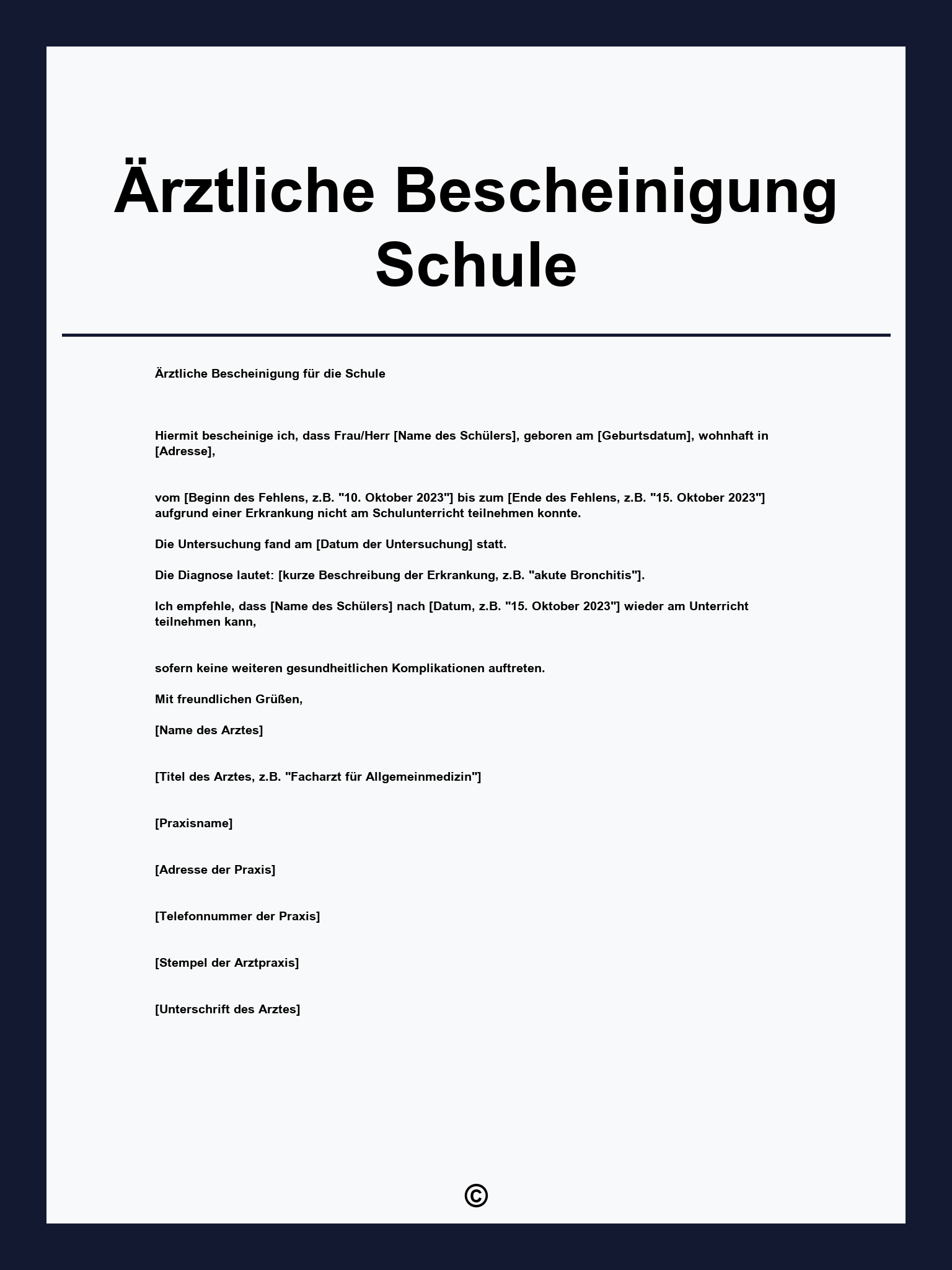 Ärztliche Bescheinigung Schule Vordruck