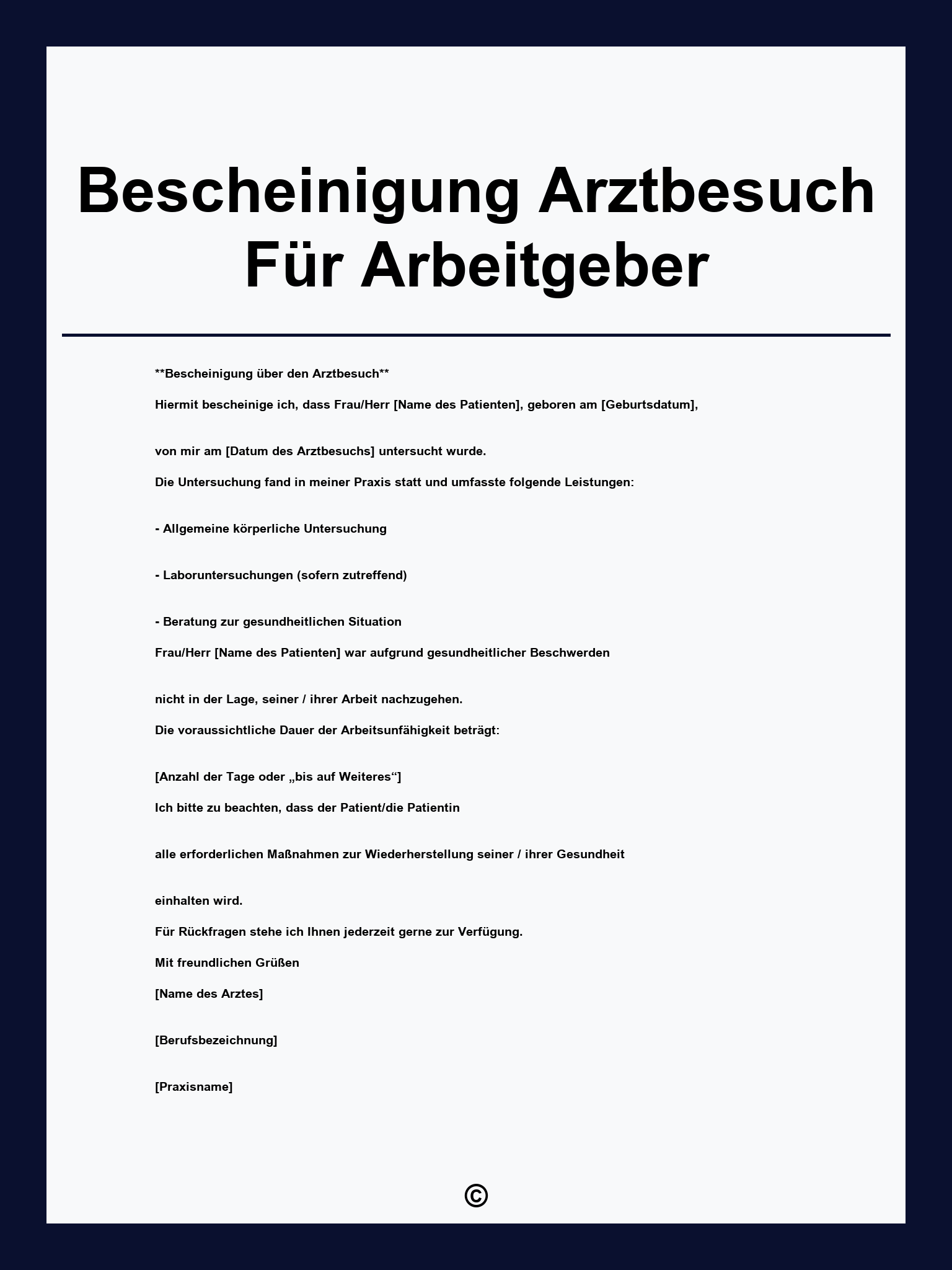 Bescheinigung Arztbesuch Für Arbeitgeber Muster