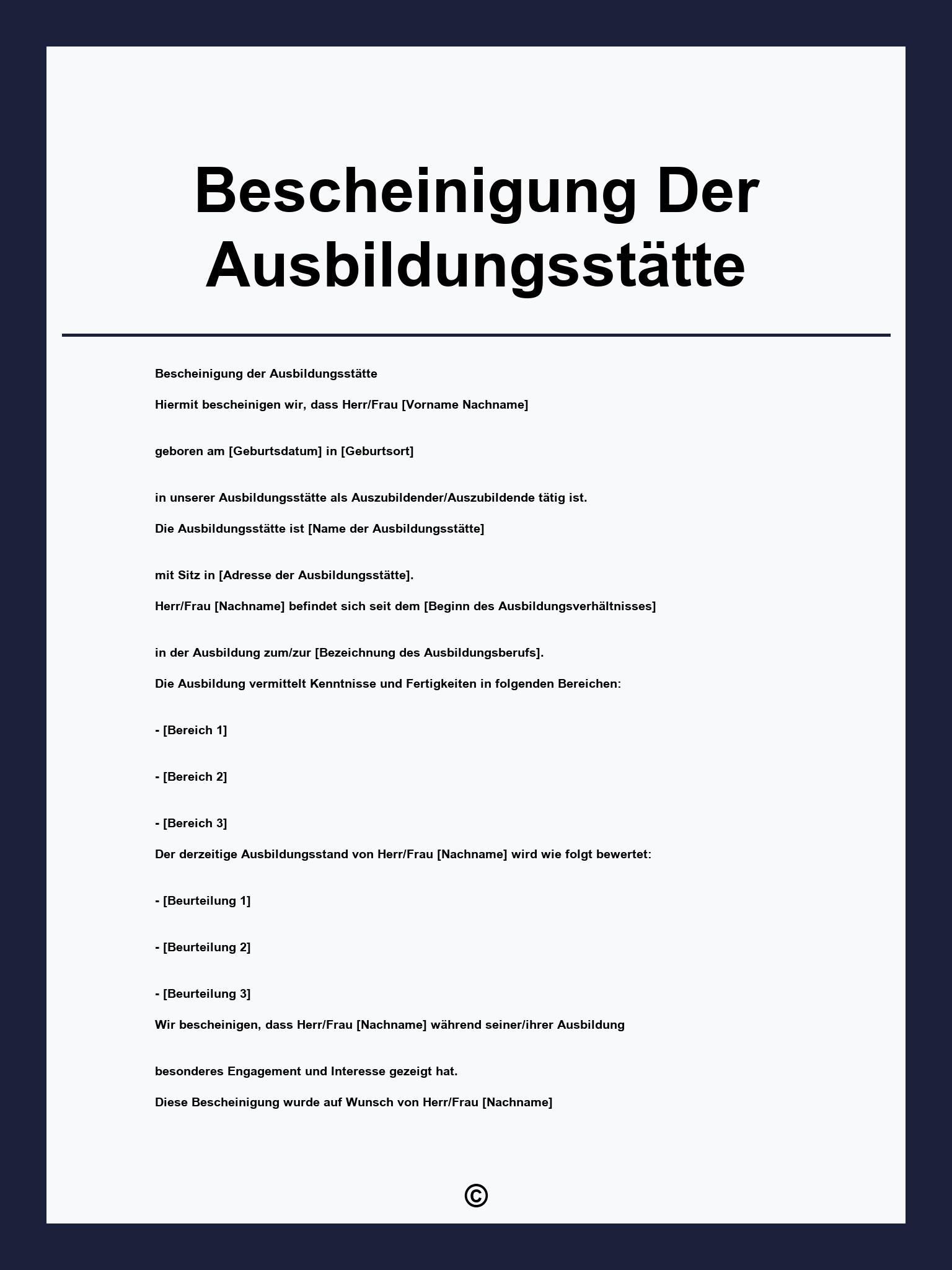 Bescheinigung Der Ausbildungsstätte