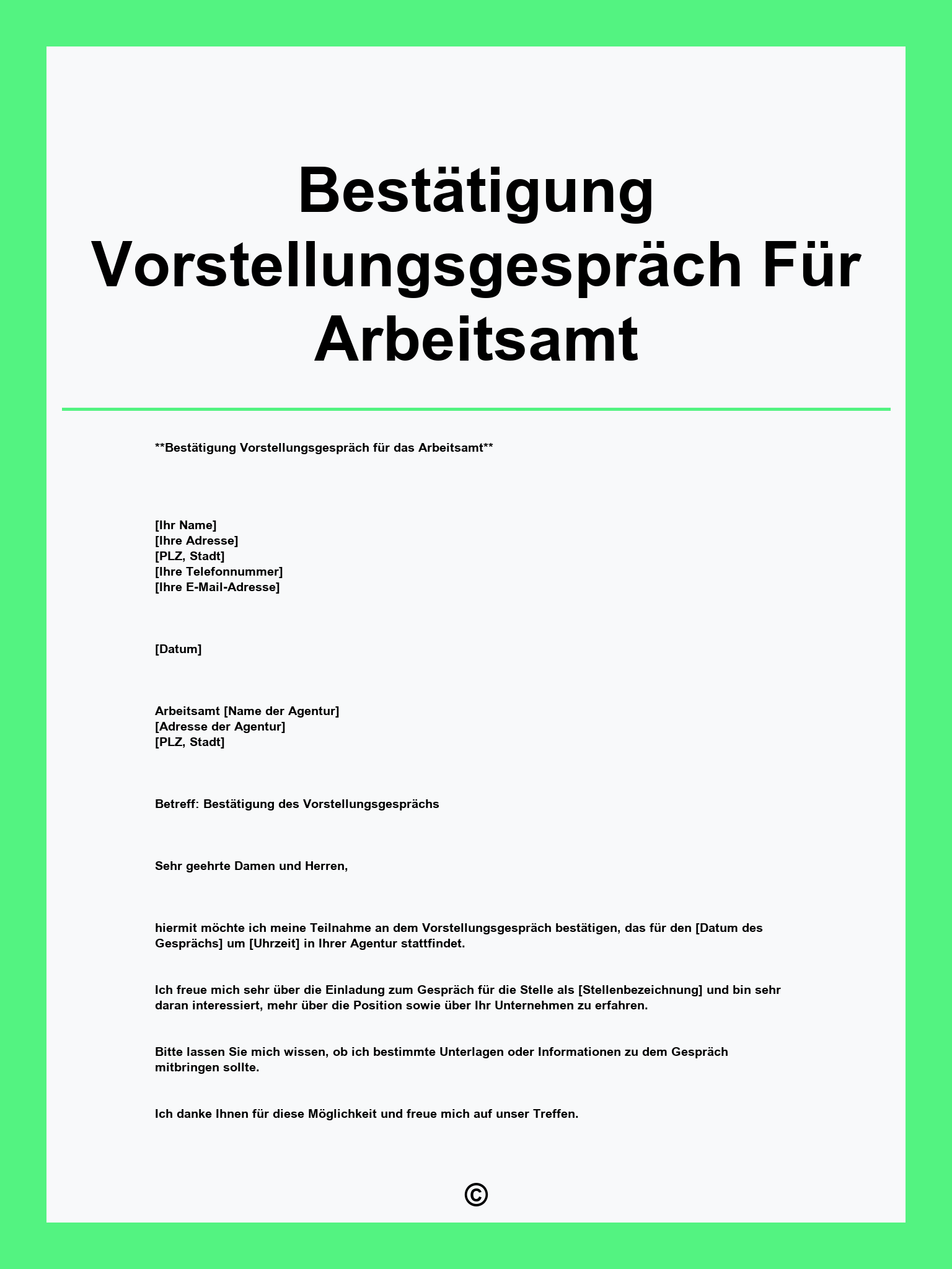Muster Bestätigung Vorstellungsgespräch Für Arbeitsamt