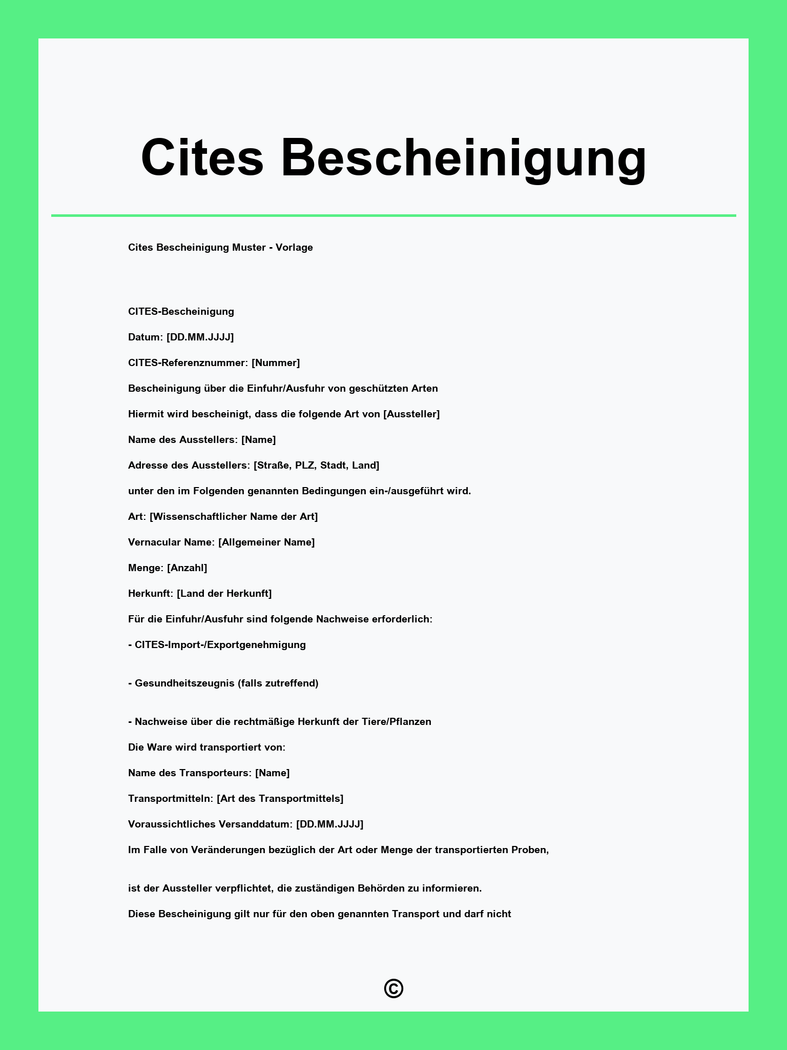 Cites-Bescheinigung Muster