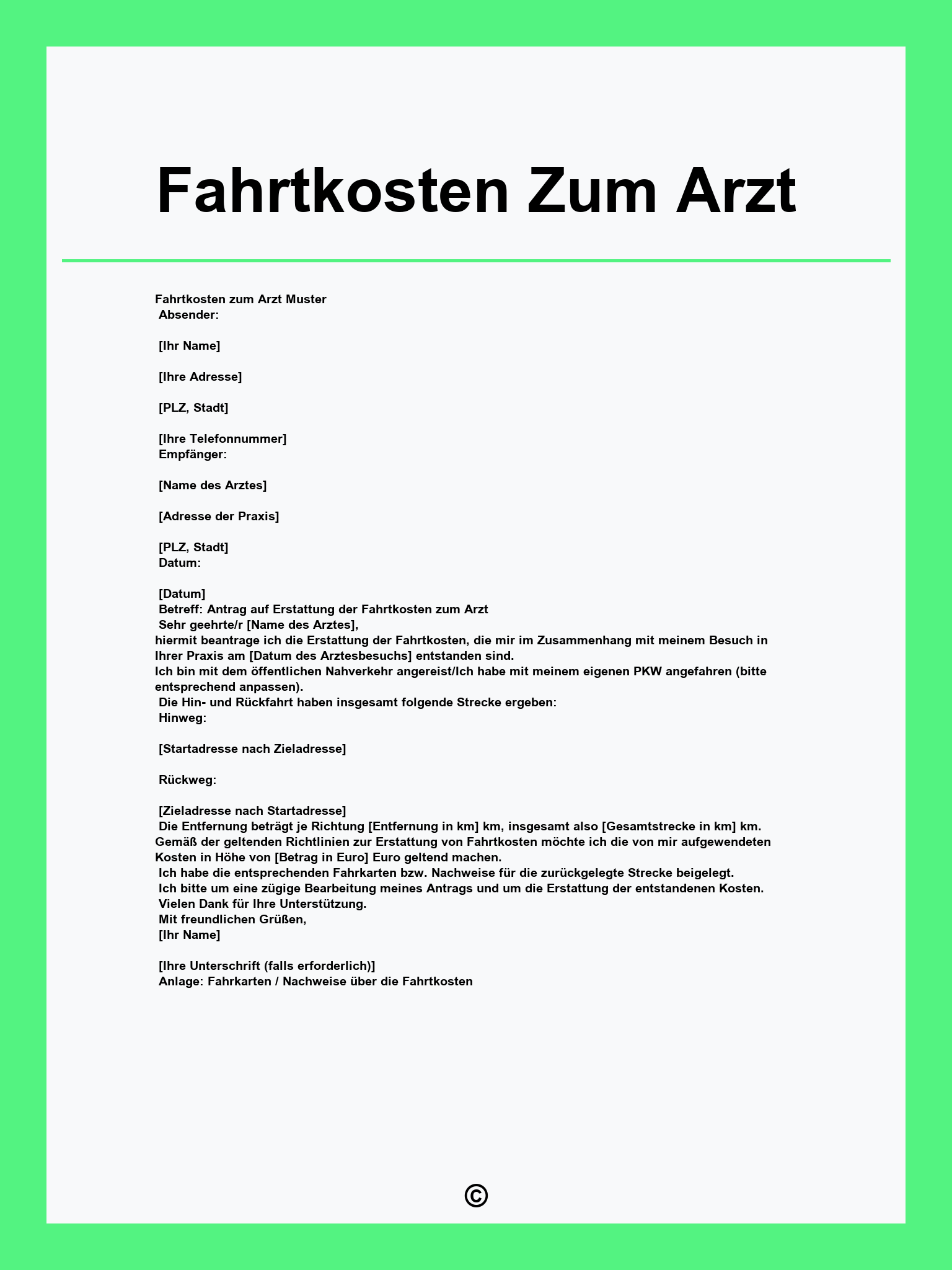 Fahrtkosten Zum Arzt Vordruck