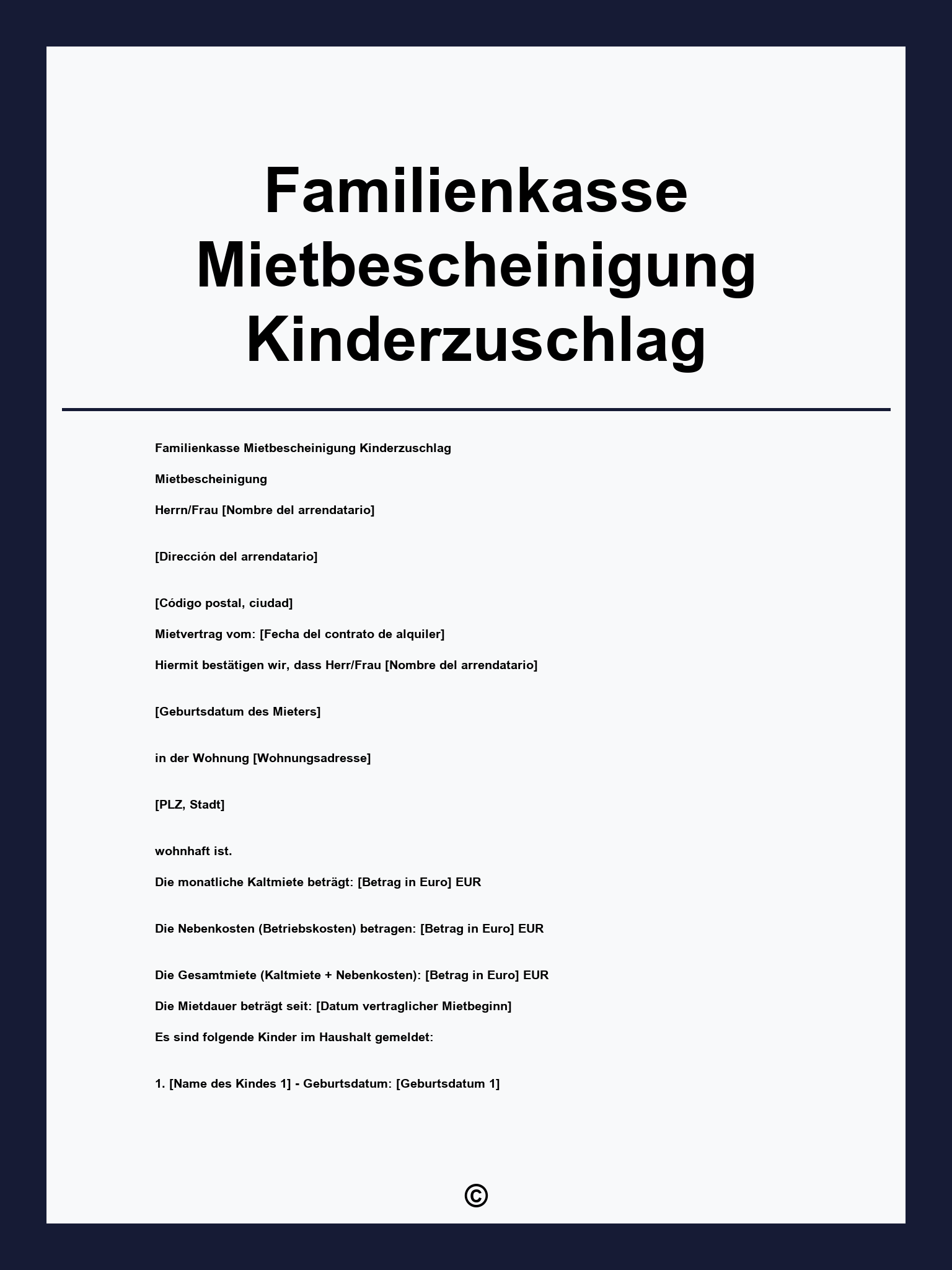 Familienkasse Mietbescheinigung Kinderzuschlag