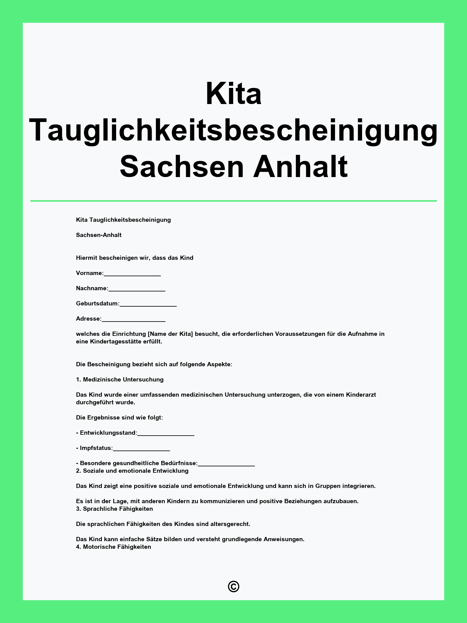 Kita Tauglichkeitsbescheinigung Sachsen-Anhalt