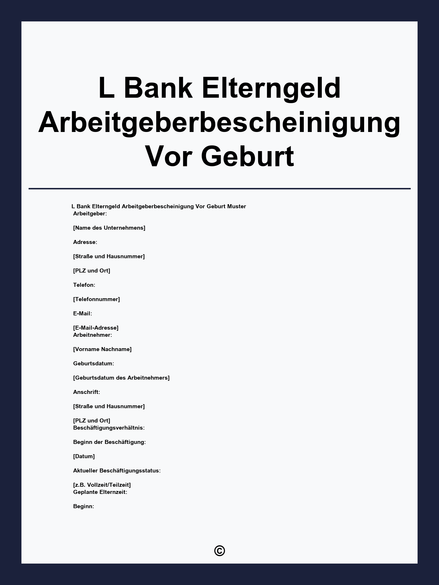 L-Bank Elterngeld Arbeitgeberbescheinigung Vor Geburt