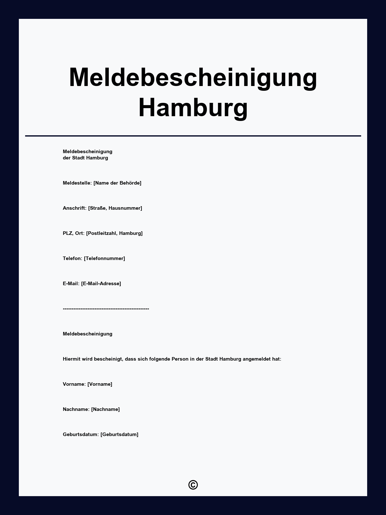 Meldebescheinigung Hamburg )