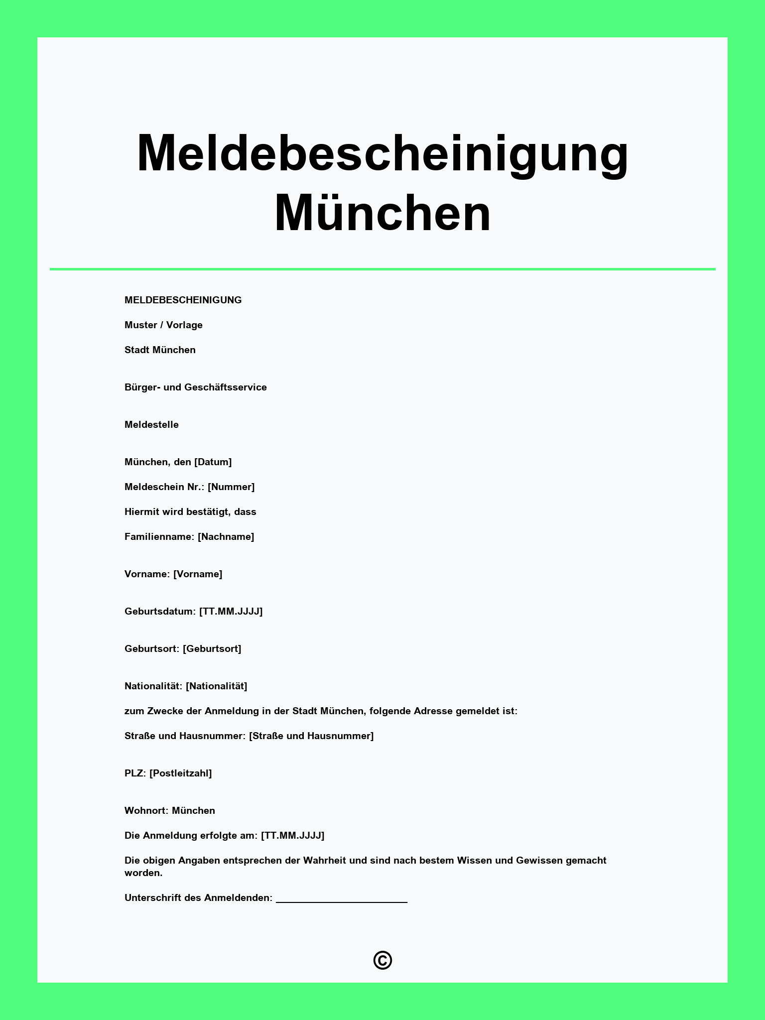 Meldebescheinigung München