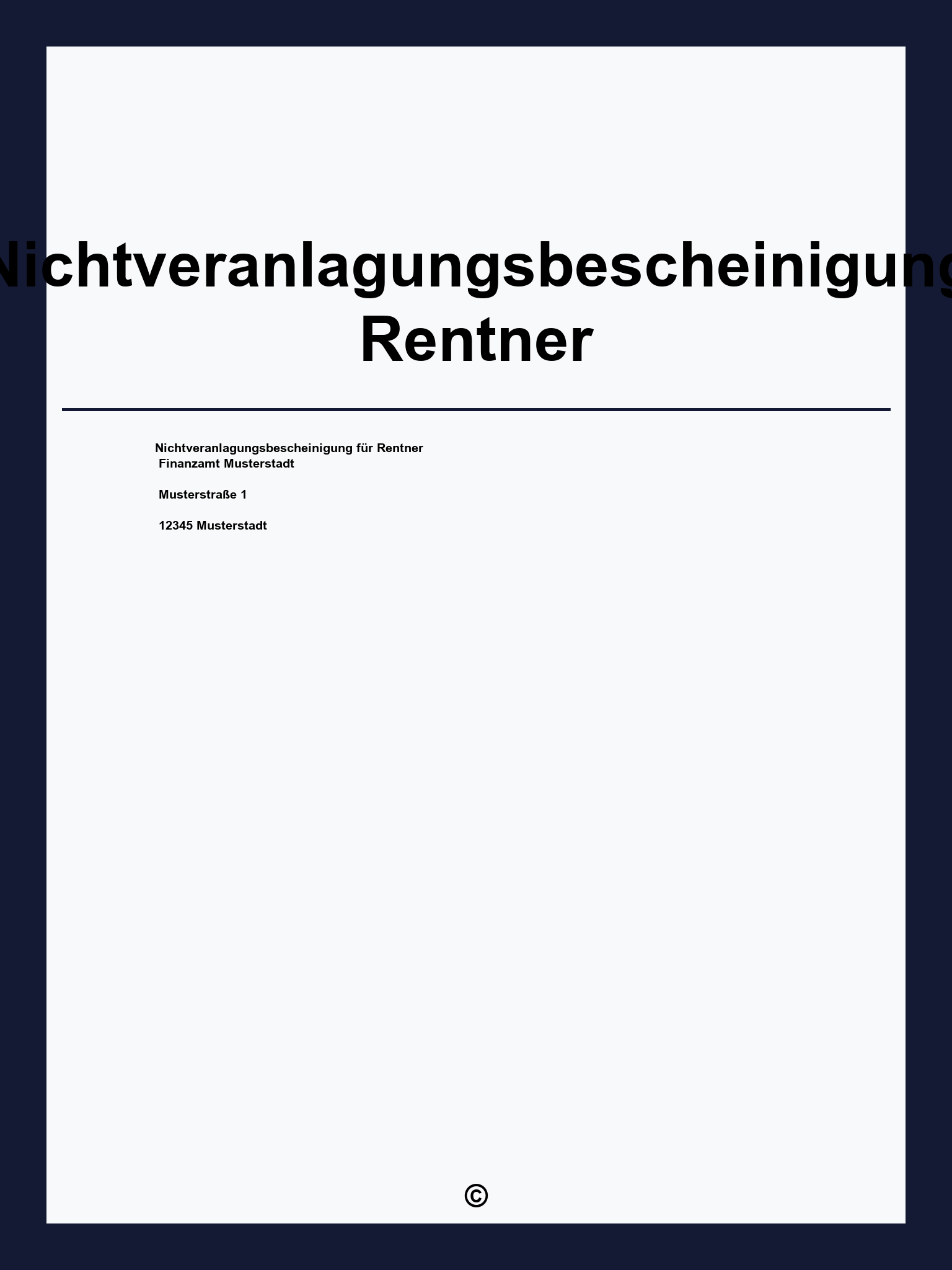 Nichtveranlagungsbescheinigung Rentner