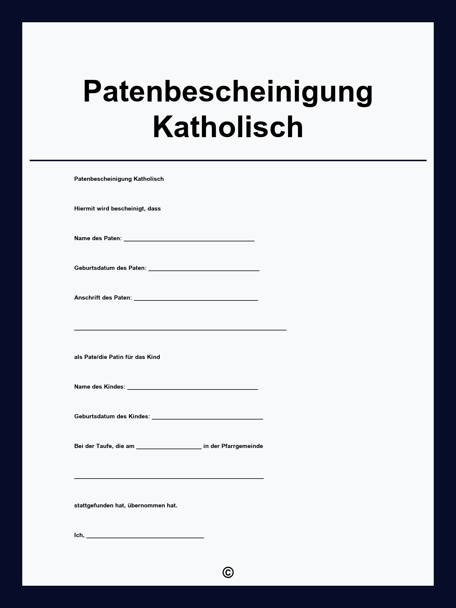 Patenbescheinigung Katholisch Muster