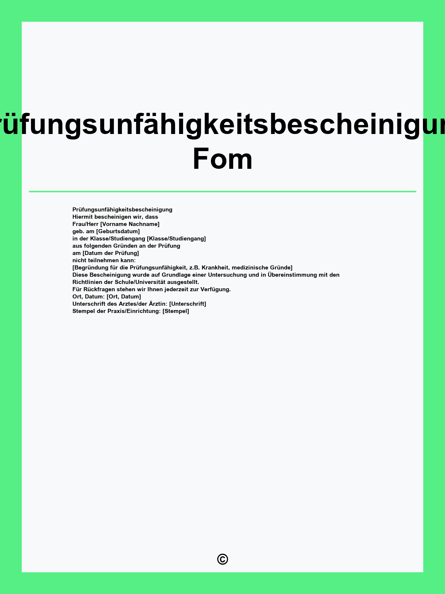Prüfungsunfähigkeitsbescheinigung Fom