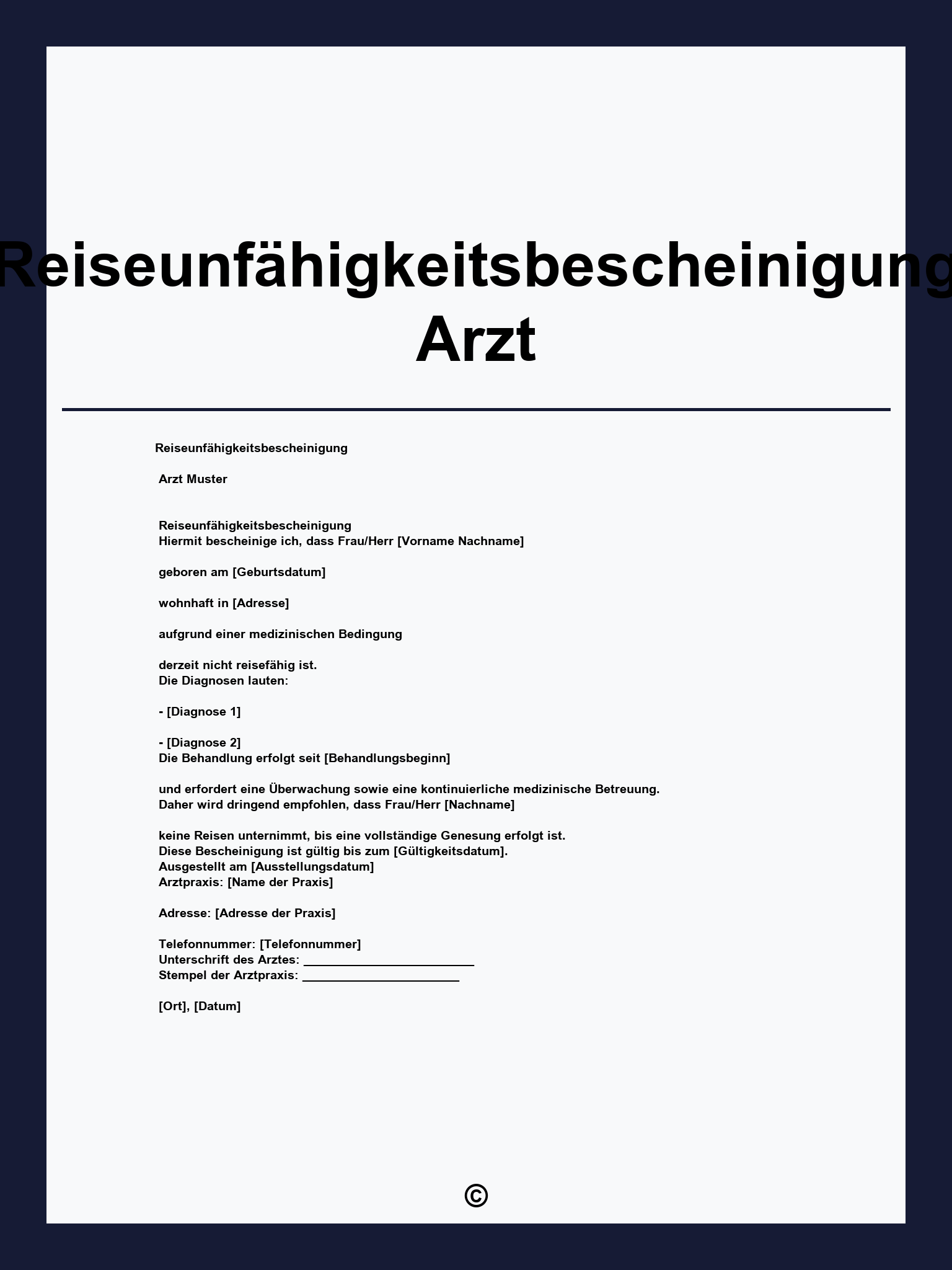 Reiseunfähigkeitsbescheinigung Arzt Muster