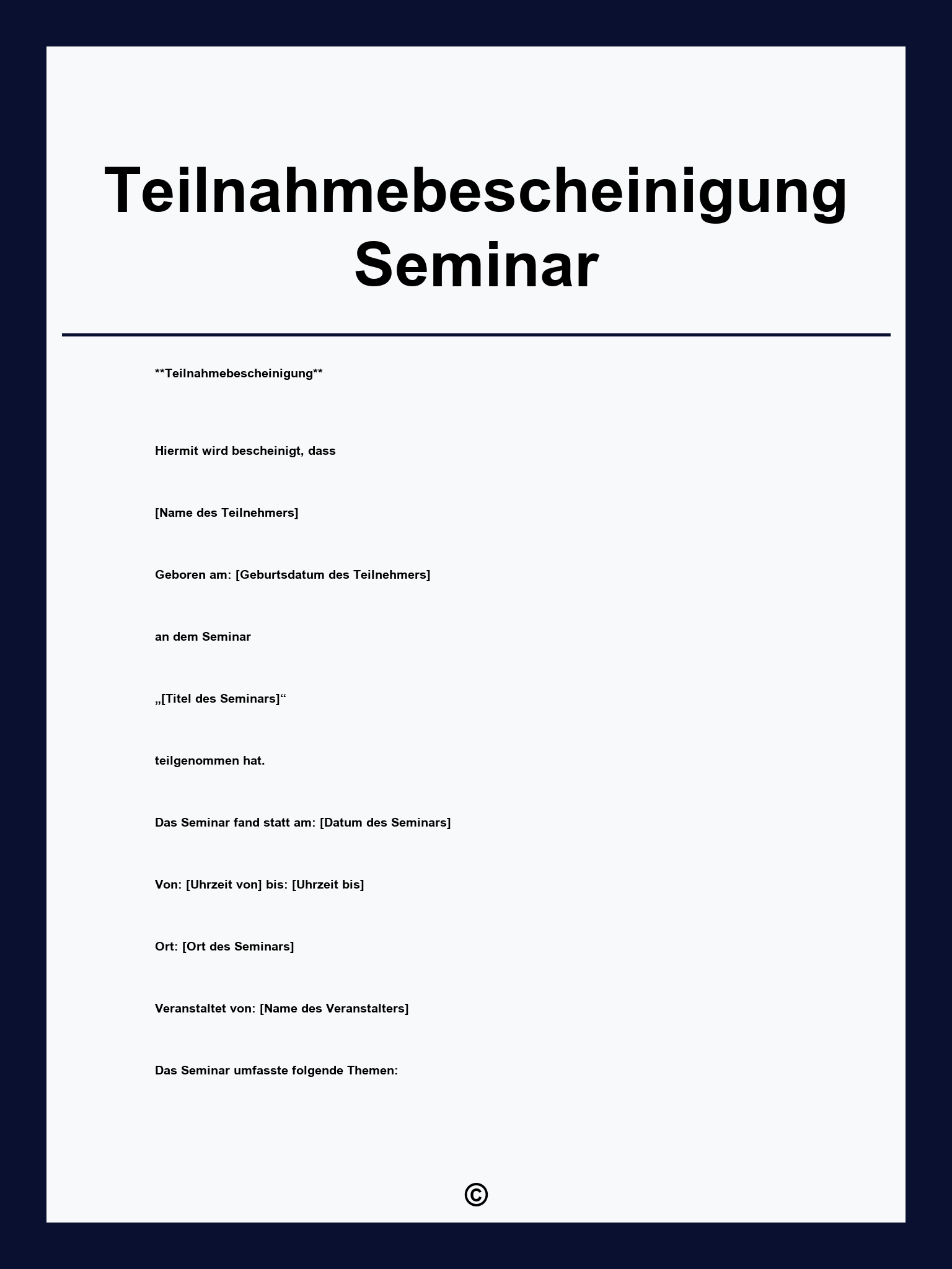 Teilnahmebescheinigung Seminar
