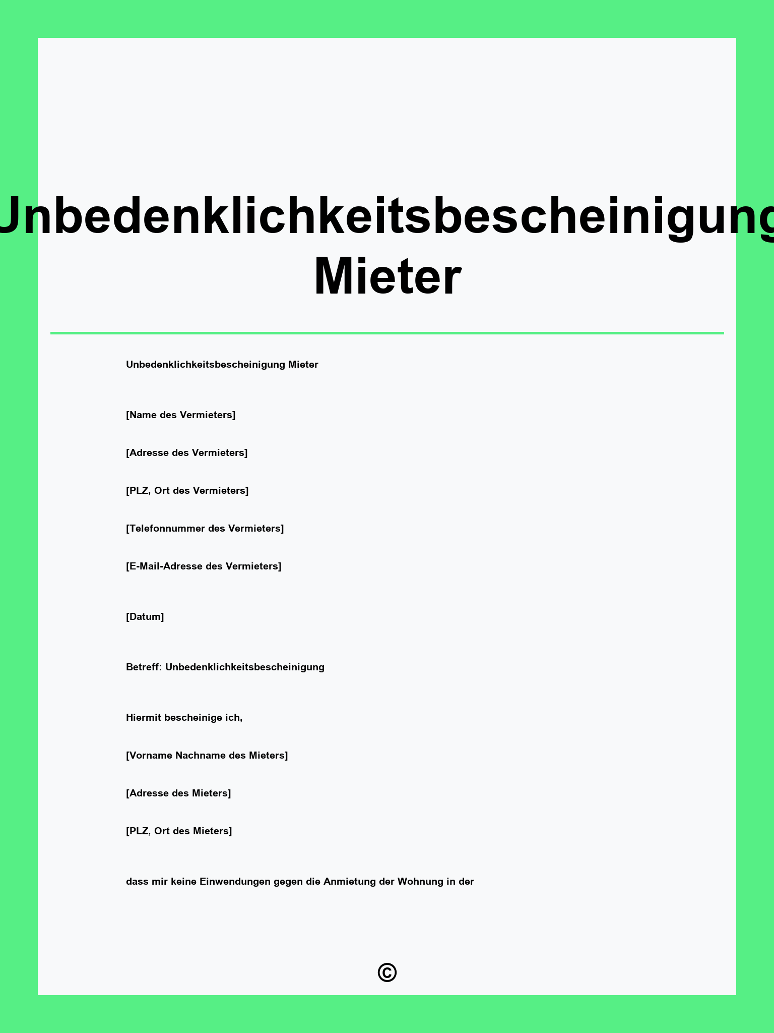 Unbedenklichkeitsbescheinigung Mieter