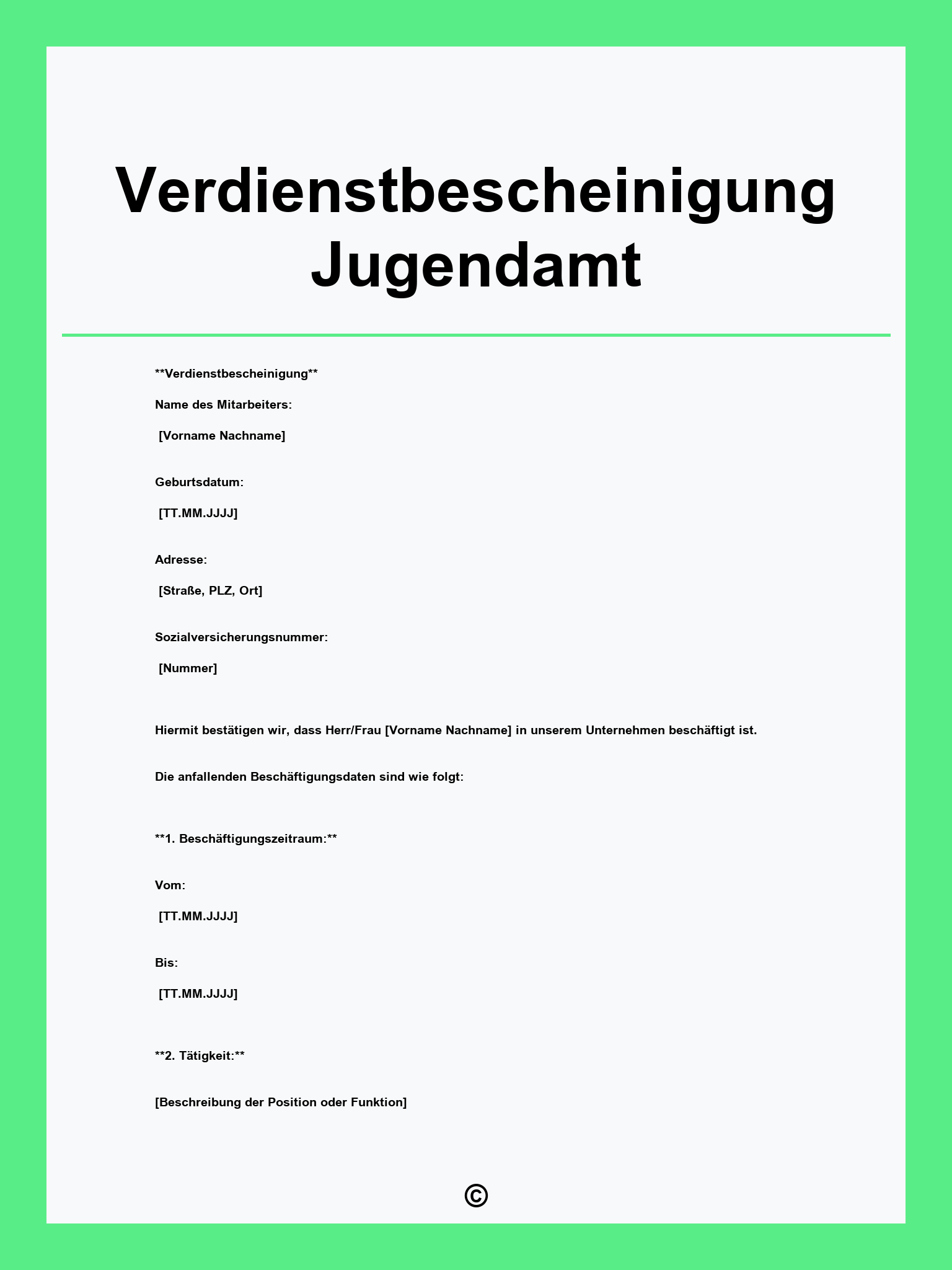 Verdienstbescheinigung Jugendamt