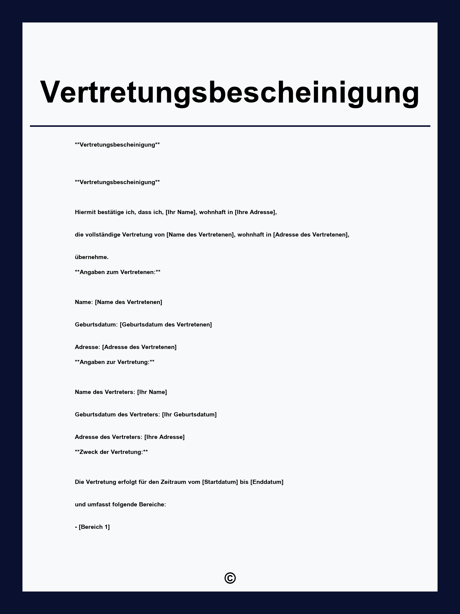 Vertretungsbescheinigung Muster