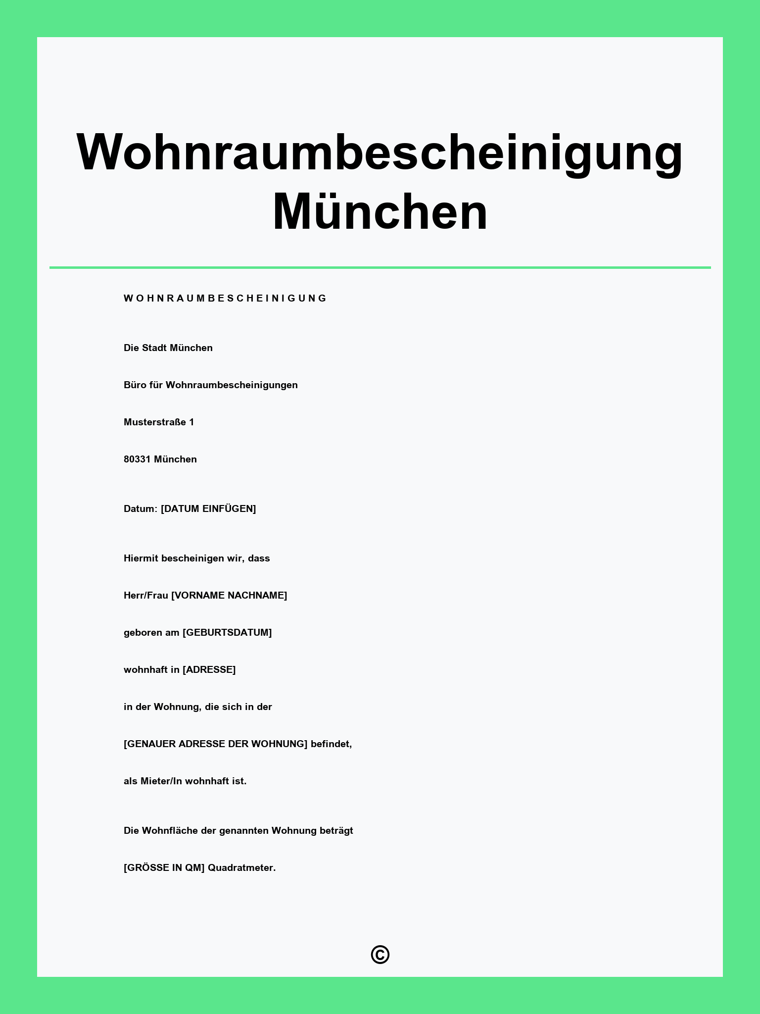 Wohnraumbescheinigung München