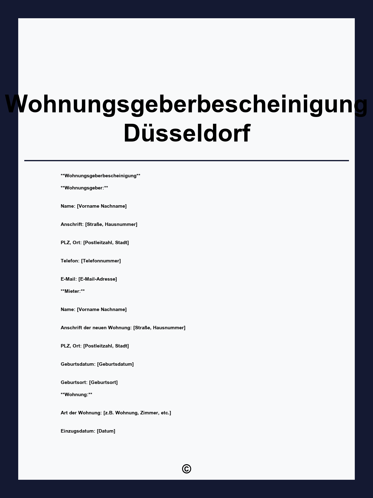 Wohnungsgeberbescheinigung Düsseldorf