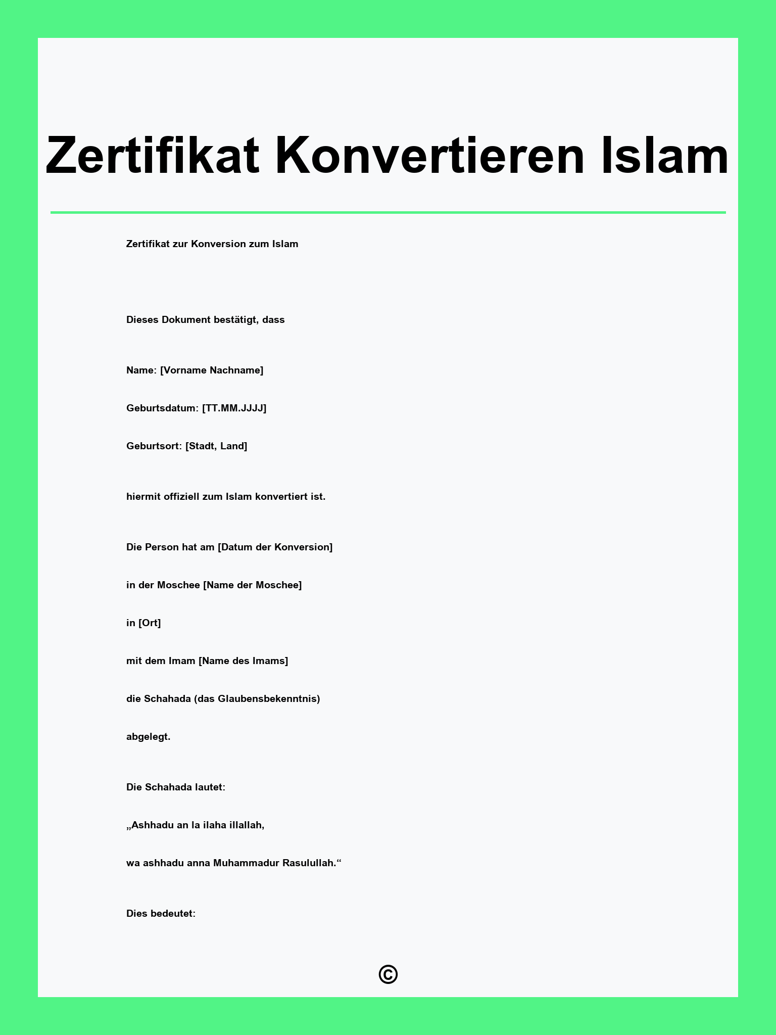 Zertifikat Konvertieren Islam